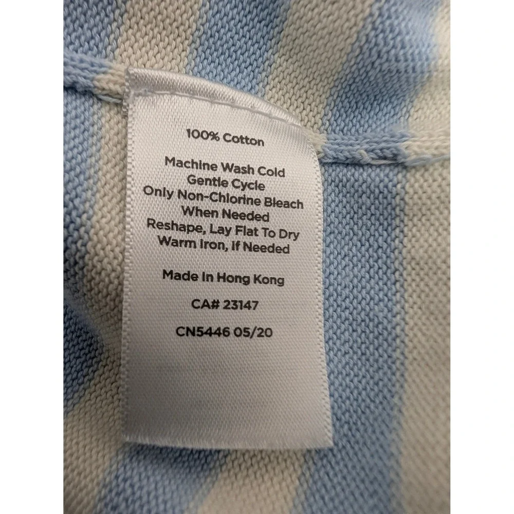 Talbots Striped V-Neck Sweater Womens XLP Blue White Cotton Knit Travel Vacation